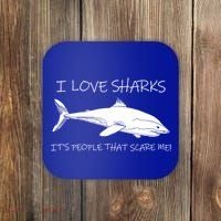 I Love Sharks It's People That Scare Me Coaster thumb 0