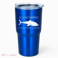 I Love Sharks It's People That Scare Me Tumbler thumb 0