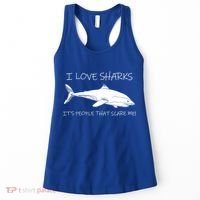 I Love Sharks It's People That Scare Me Women's Tank Top thumb 0