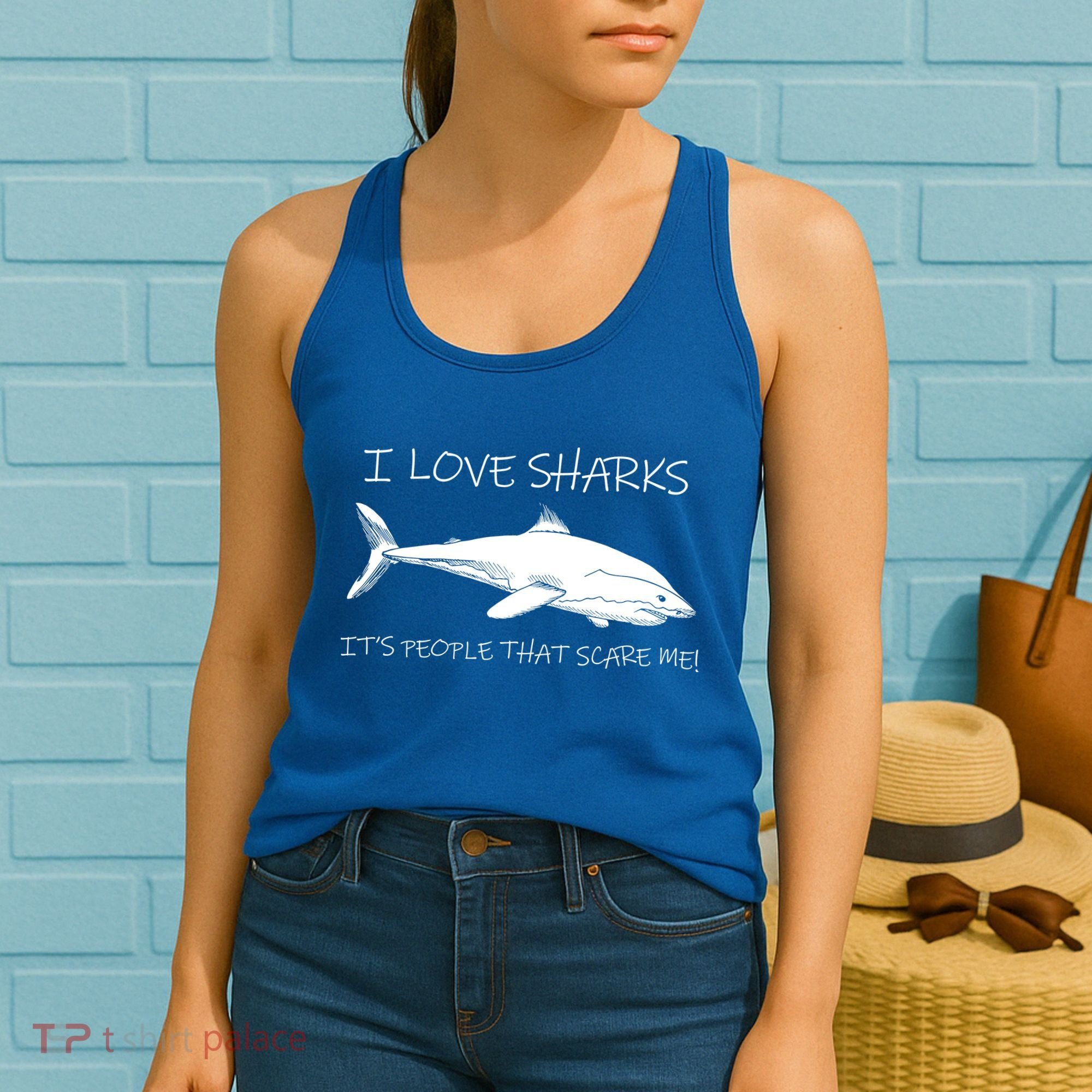 I Love Sharks It's People That Scare Me Women's Tank Top