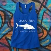 I Love Sharks It's People That Scare Me Women's Tank Top thumb 3