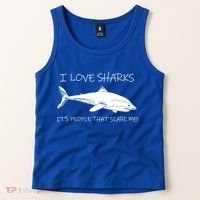 I Love Sharks It's People That Scare Me Tank Top thumb 2