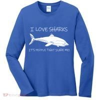 I Love Sharks It's People That Scare Me Women's Long Sleeve Shirt thumb 0
