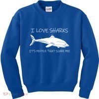 I Love Sharks It's People That Scare Me Kids Sweatshirt thumb 0