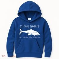 I Love Sharks It's People That Scare Me Kids Hoodie thumb 0