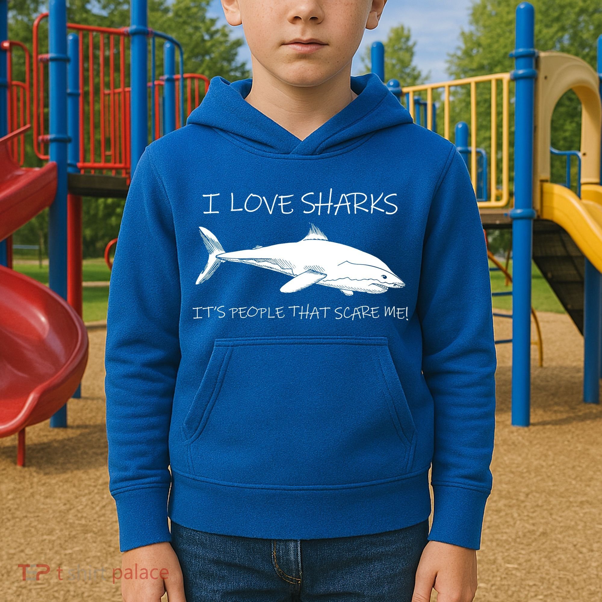 I Love Sharks It's People That Scare Me Kids Hoodie