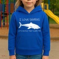I Love Sharks It's People That Scare Me Kids Hoodie thumb 3