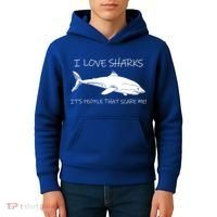 I Love Sharks It's People That Scare Me Kids Hoodie thumb 4