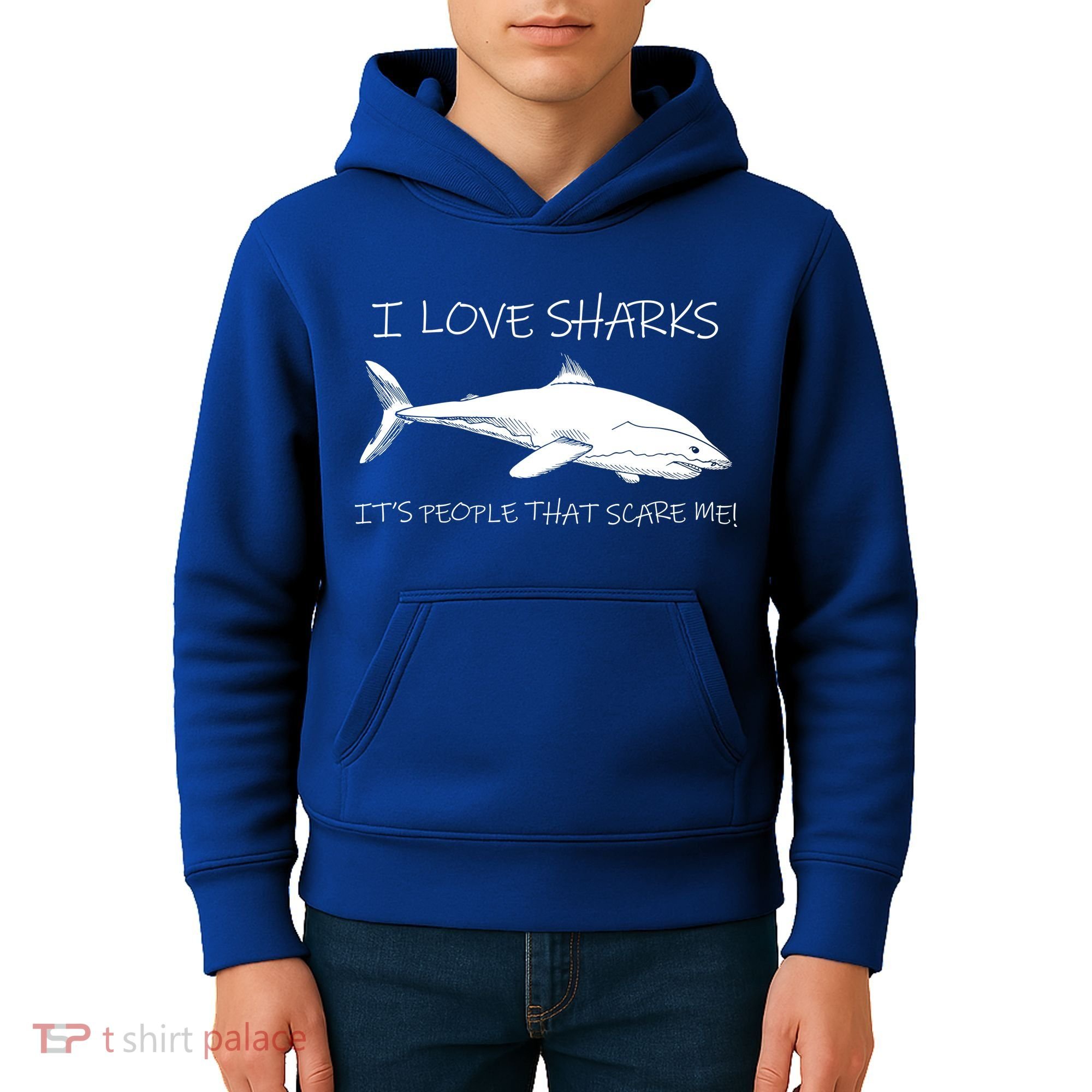 I Love Sharks It's People That Scare Me Kids Hoodie