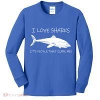 I Love Sharks It's People That Scare Me Kids Long Sleeve Shirt thumb 0