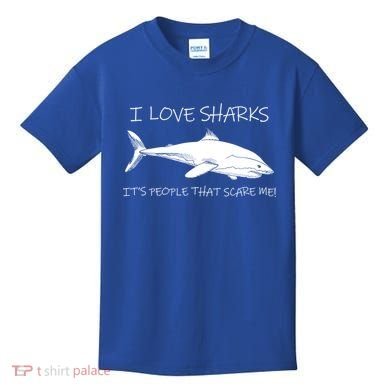 I Love Sharks It's People That Scare Me Kids T-Shirt