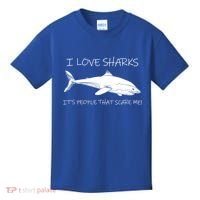 I Love Sharks It's People That Scare Me Kids T-Shirt thumb 0