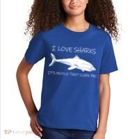 I Love Sharks It's People That Scare Me Kids T-Shirt thumb 2
