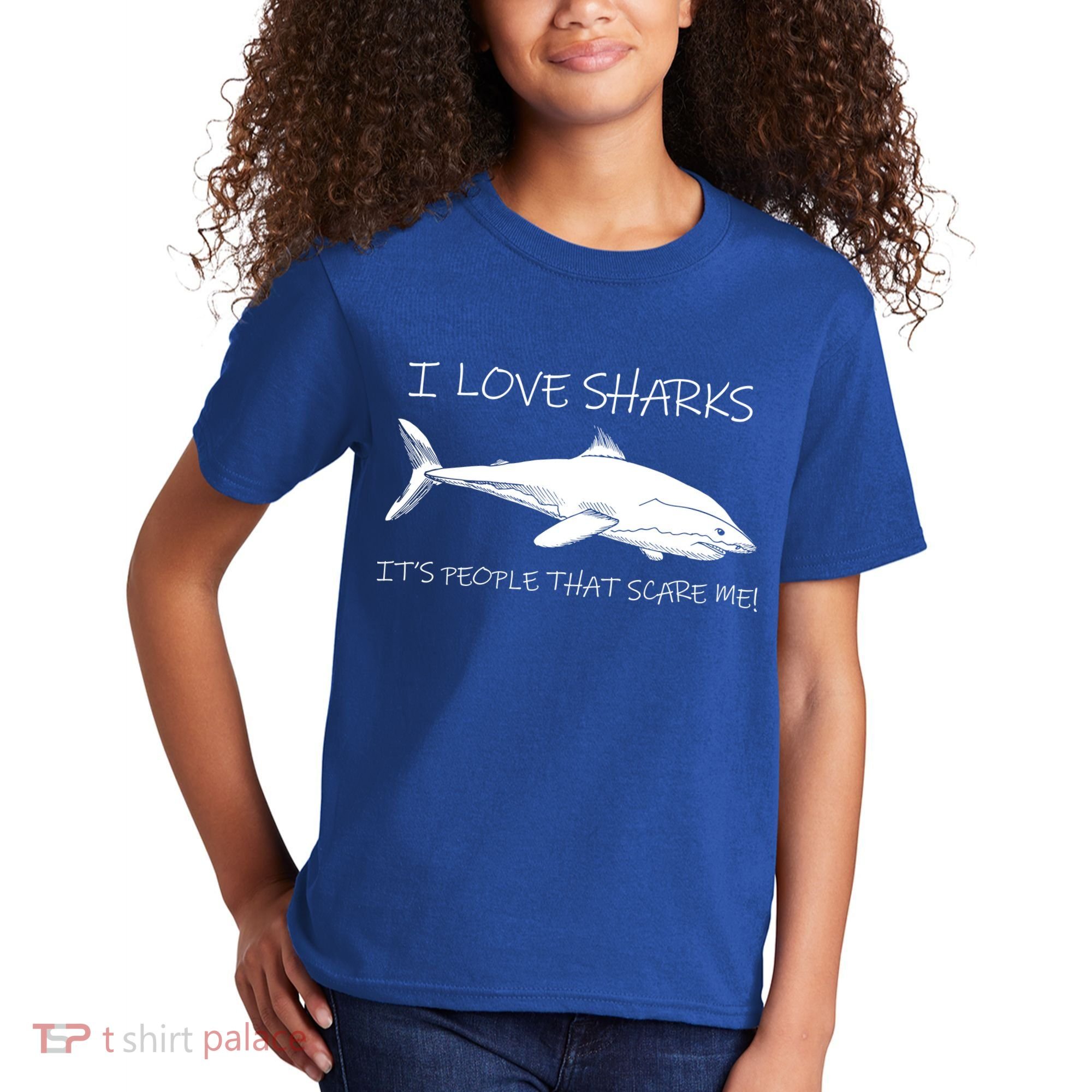 I Love Sharks It's People That Scare Me Kids T-Shirt