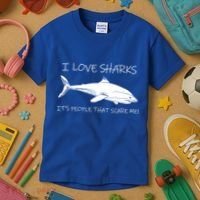 I Love Sharks It's People That Scare Me Kids T-Shirt thumb 3
