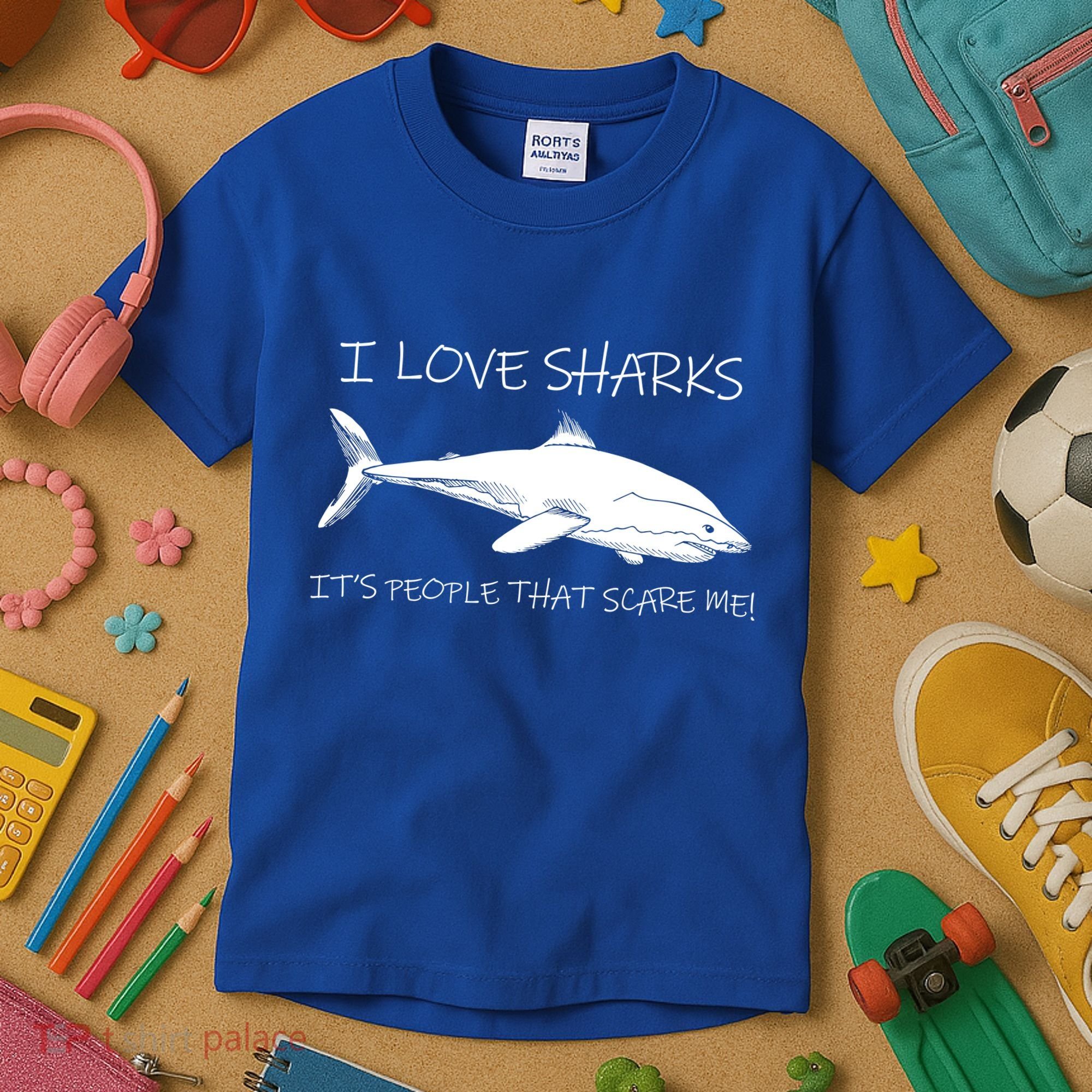 I Love Sharks It's People That Scare Me Kids T-Shirt