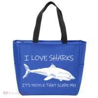 I Love Sharks It's People That Scare Me Tote Bag thumb 0