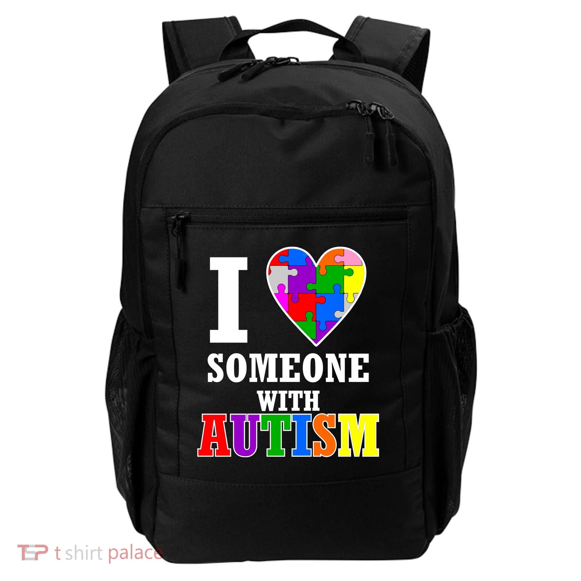 I Love Someone With Autism Puzzle Piece Heart Backpack