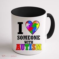 I Love Someone With Autism Puzzle Piece Heart Coffee Mug thumb 1