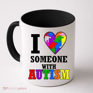 I Love Someone With Autism Puzzle Piece Heart Coffee Mug