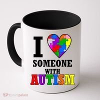 I Love Someone With Autism Puzzle Piece Heart Coffee Mug thumb 0