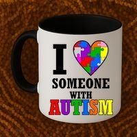 I Love Someone With Autism Puzzle Piece Heart Coffee Mug thumb 2