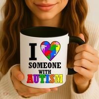 I Love Someone With Autism Puzzle Piece Heart Coffee Mug thumb 3