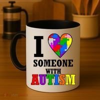 I Love Someone With Autism Puzzle Piece Heart Coffee Mug thumb 4