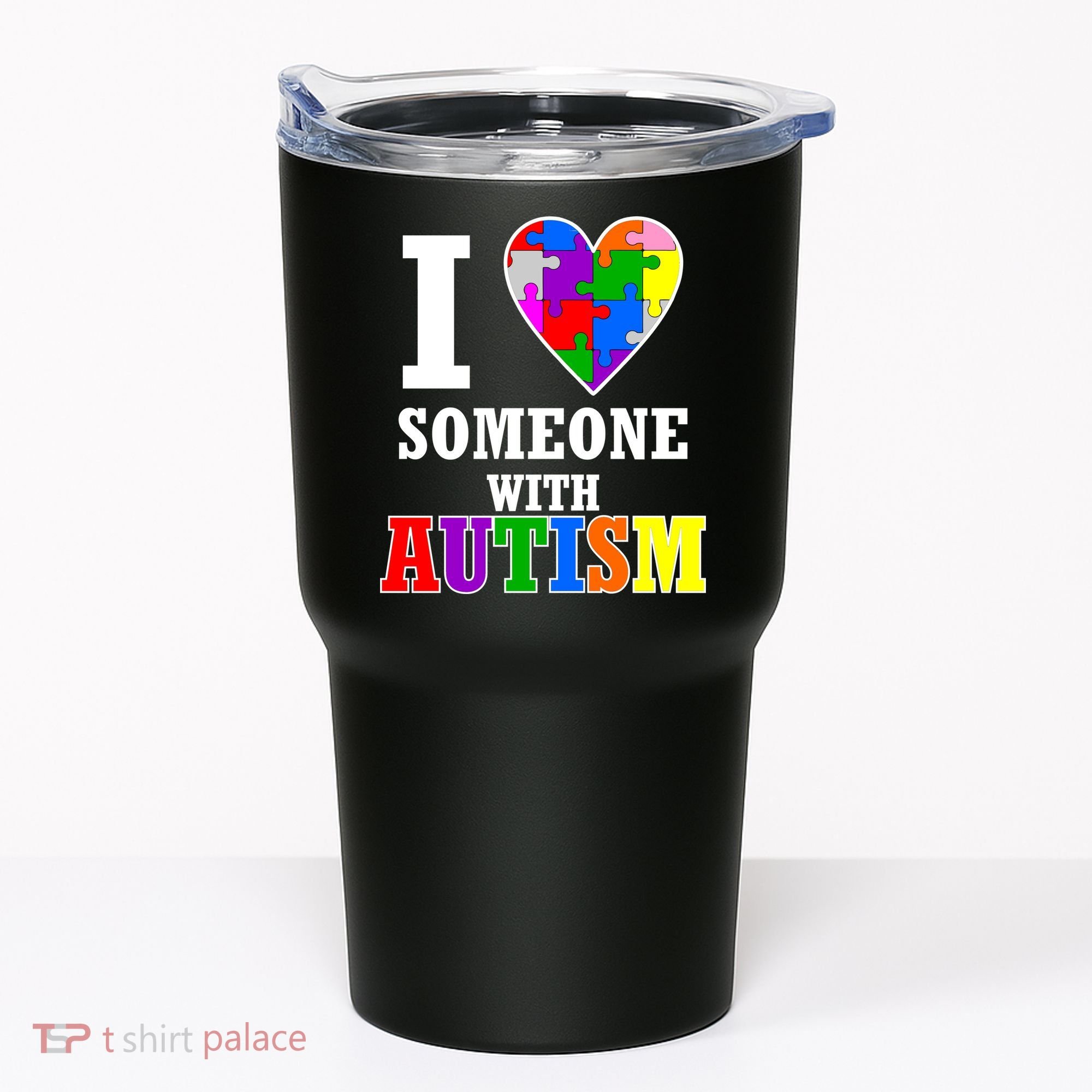 I Love Someone With Autism Puzzle Piece Heart Tumbler