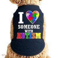 I Love Someone With Autism Puzzle Piece Heart Doggie Tank thumb 0