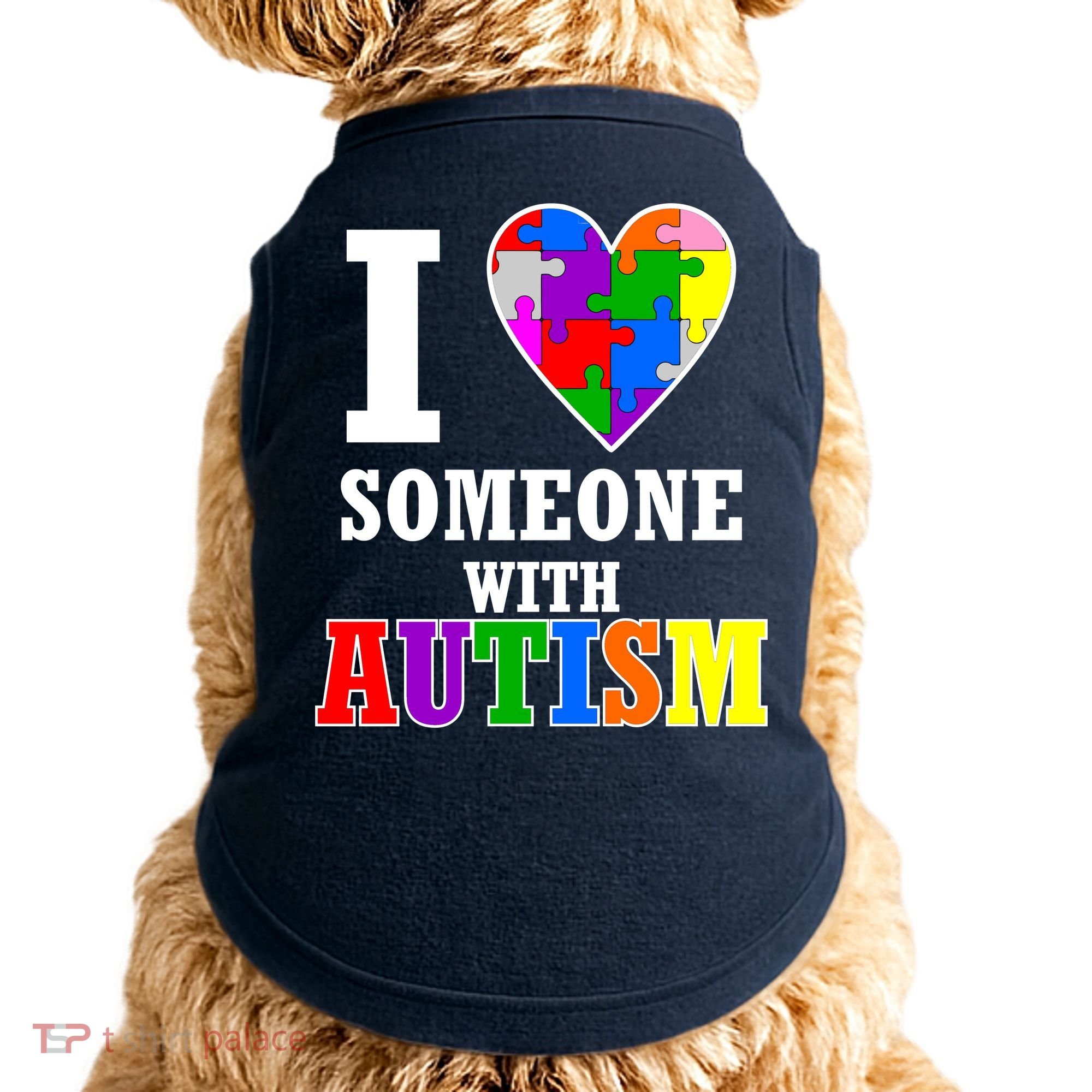 I Love Someone With Autism Puzzle Piece Heart Doggie Tank