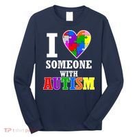 I Love Someone With Autism Puzzle Piece Heart Long Sleeve Shirt thumb 0