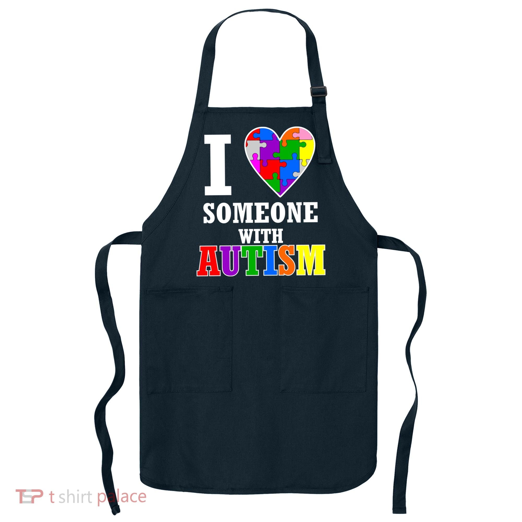 I Love Someone With Autism Puzzle Piece Heart Apron
