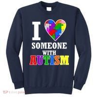 I Love Someone With Autism Puzzle Piece Heart Sweatshirt thumb 0