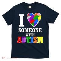 I Love Someone With Autism Puzzle Piece Heart T-Shirt thumb 0