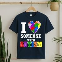 I Love Someone With Autism Puzzle Piece Heart T-Shirt thumb 2