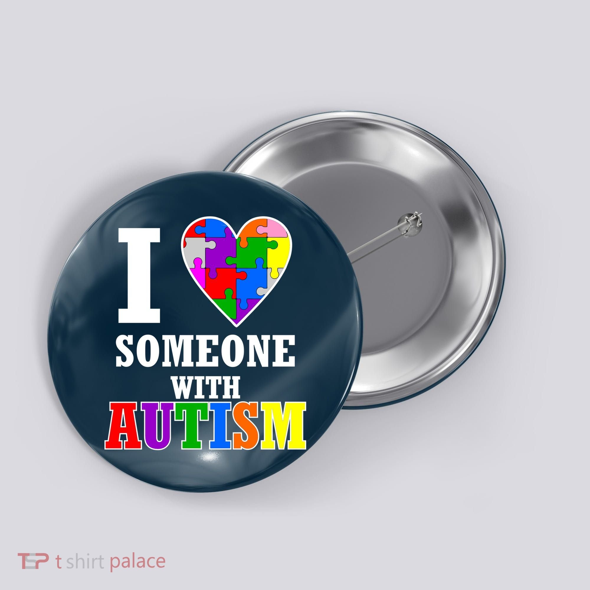 I Love Someone With Autism Puzzle Piece Heart Button