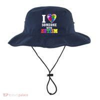 I Love Someone With Autism Puzzle Piece Heart Bucket Hat thumb 0