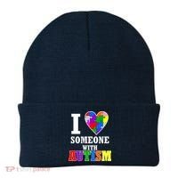 I Love Someone With Autism Puzzle Piece Heart Beanie thumb 0