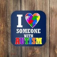 I Love Someone With Autism Puzzle Piece Heart Coaster thumb 0