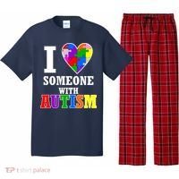 I Love Someone With Autism Puzzle Piece Heart Pajama Set thumb 0