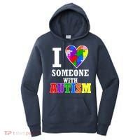 I Love Someone With Autism Puzzle Piece Heart Women's Hoodie thumb 0