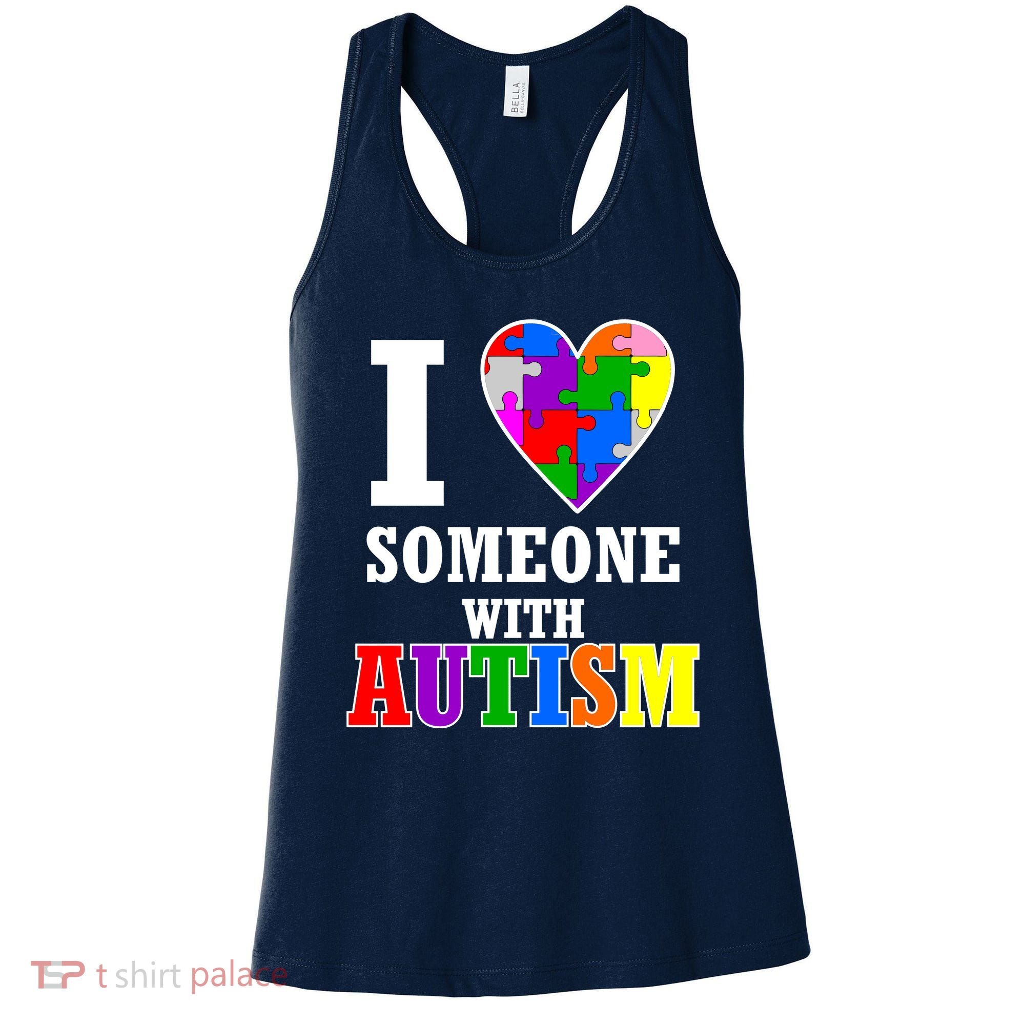 I Love Someone With Autism Puzzle Piece Heart Women's Tank Top