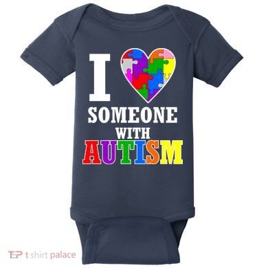 I Love Someone With Autism Puzzle Piece Heart Baby Bodysuit
