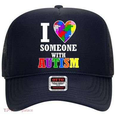 I Love Someone With Autism Puzzle Piece Heart Hat