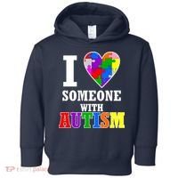 I Love Someone With Autism Puzzle Piece Heart Toddler Hoodie thumb 0