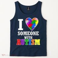 I Love Someone With Autism Puzzle Piece Heart Tank Top thumb 2