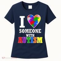 I Love Someone With Autism Puzzle Piece Heart Women's T-Shirt thumb 0