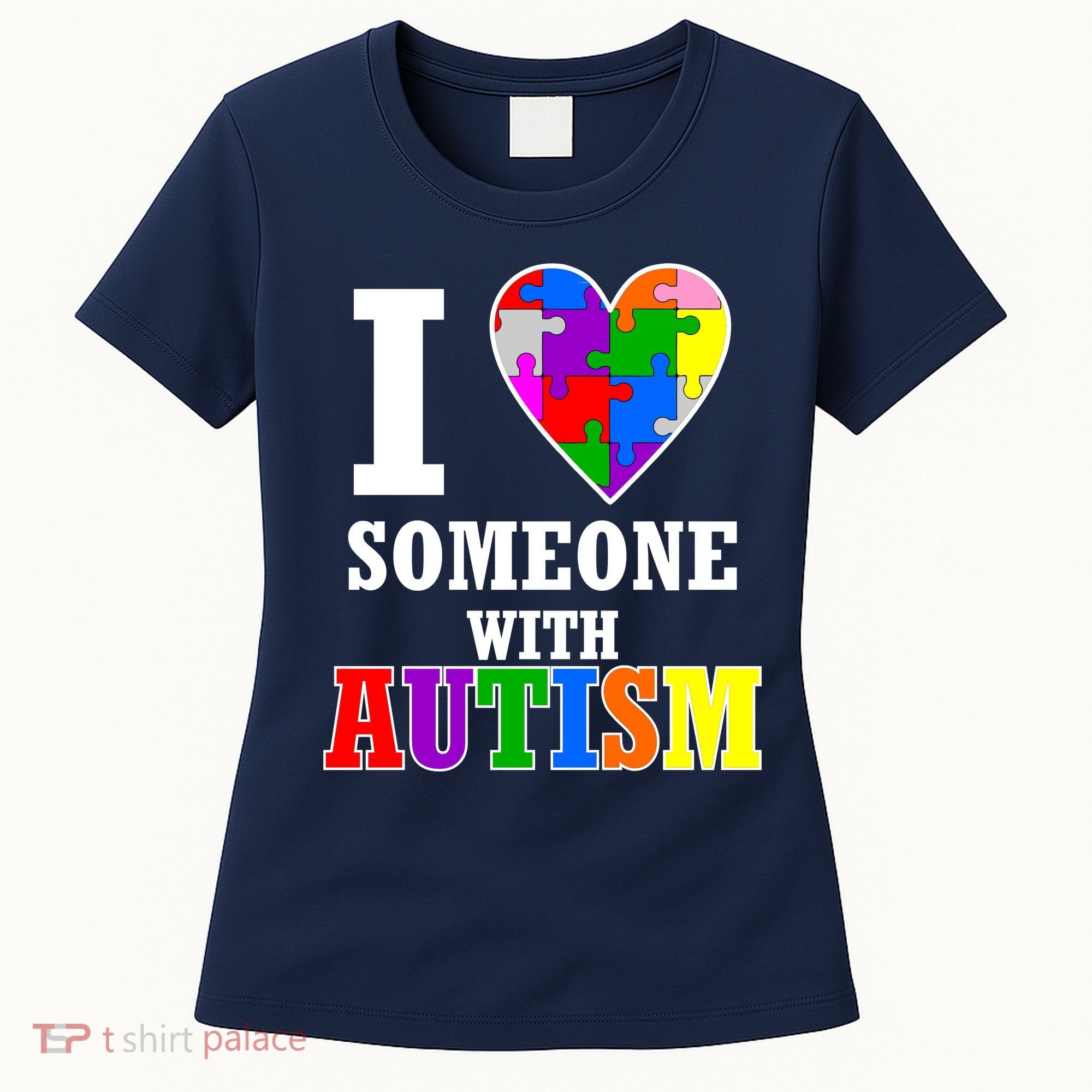 I Love Someone With Autism Puzzle Piece Heart Women's T-Shirt