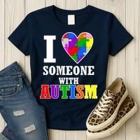 I Love Someone With Autism Puzzle Piece Heart Women's T-Shirt thumb 3